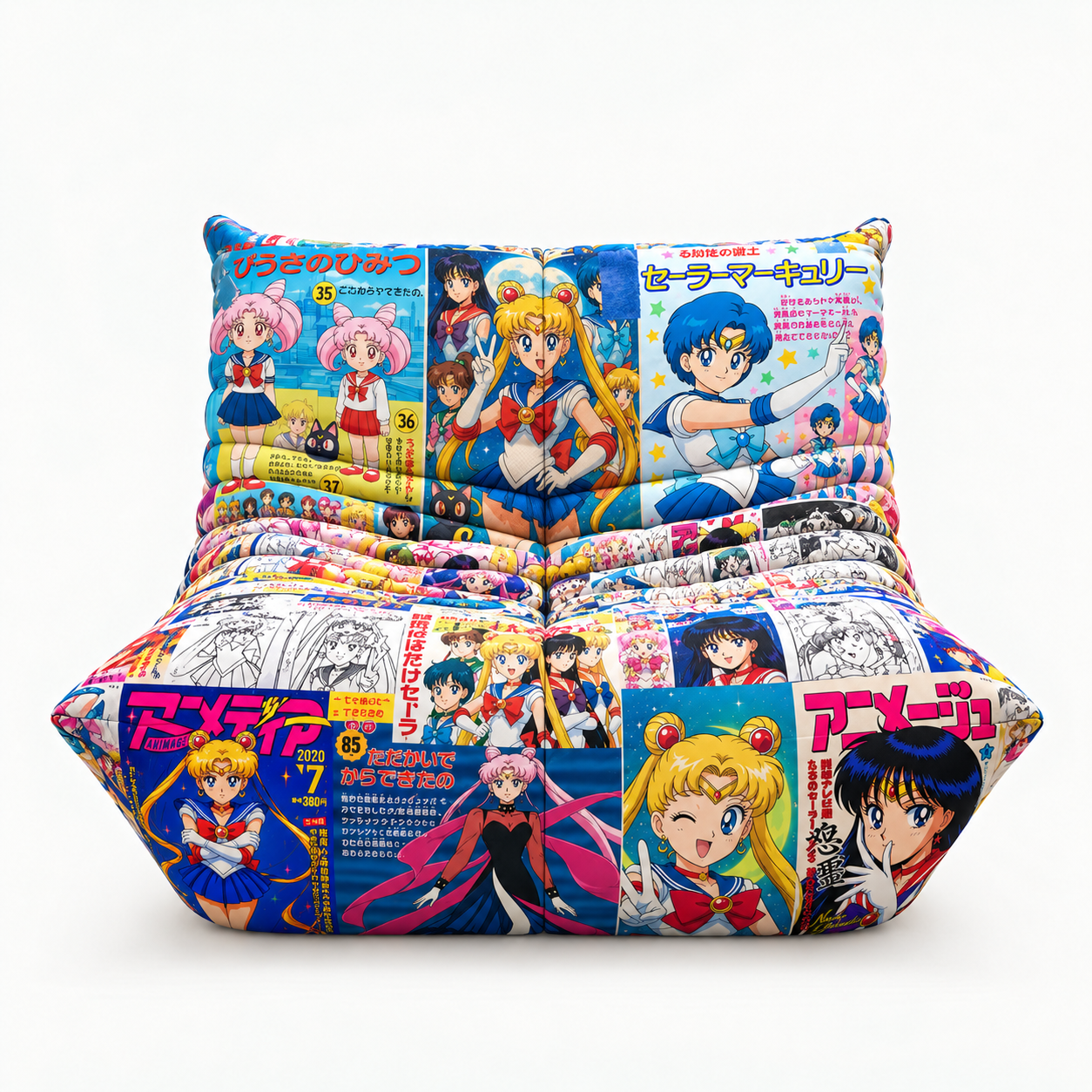 FOMA Fireside Chair in blue Sailor Moon fabric