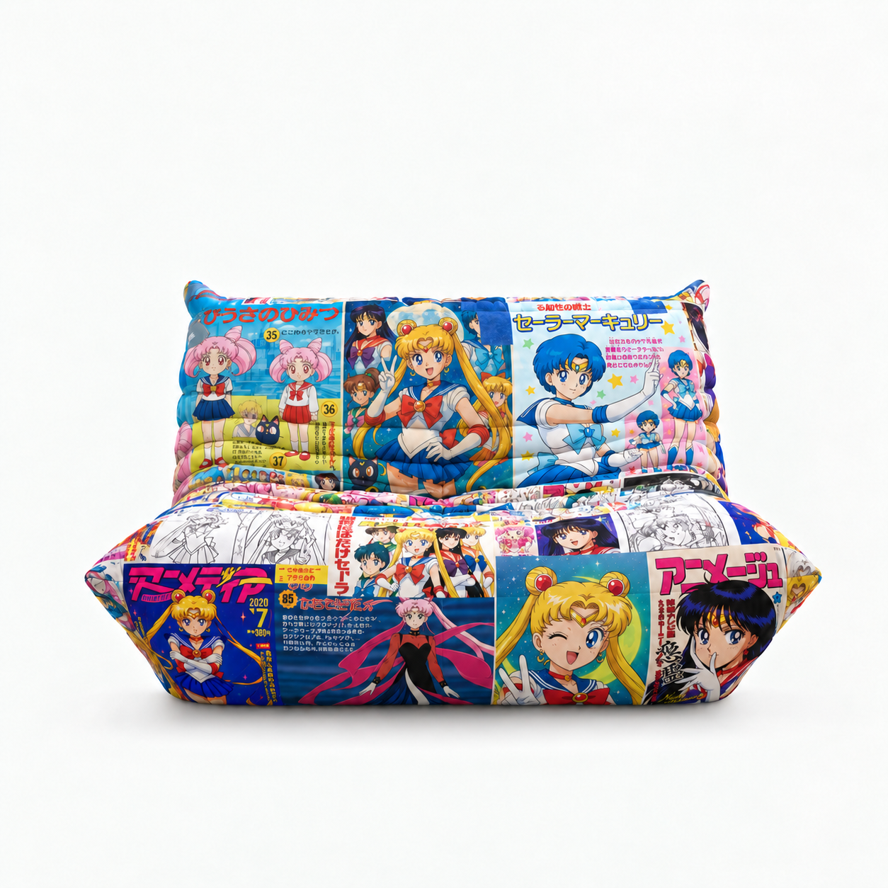 FOMA two-seater loveseat in blue Sailor Moon fabric