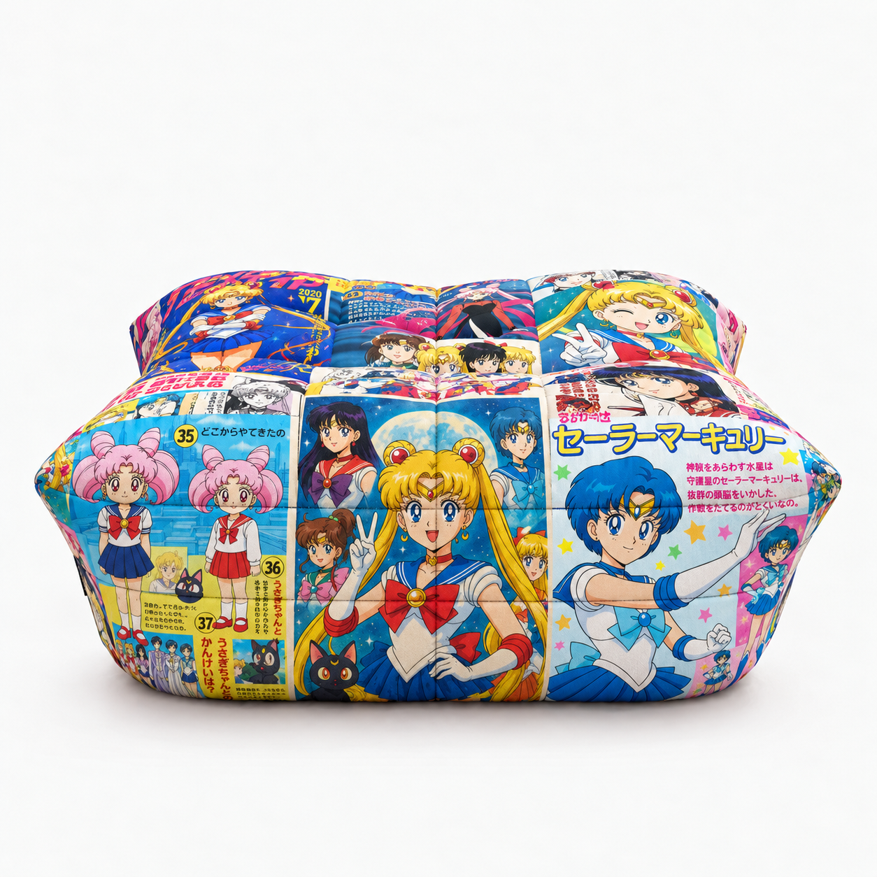 FOMA Ottoman in blue Sailor Moon fabric
